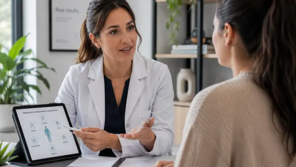 Person reviewing their health results with a doctor via telehealth